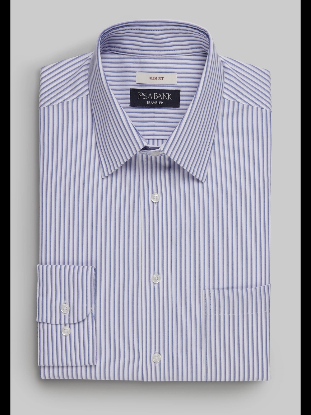 Jos. A. Bank Traveler Collection Slim Fit Point Collar Stripe Dress Shirt